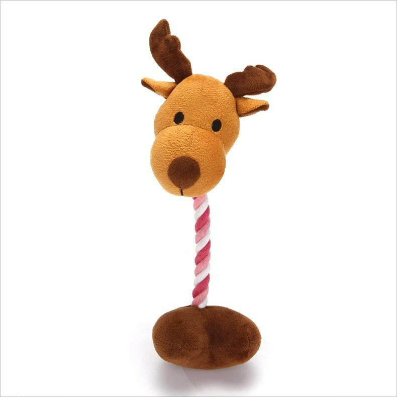 Christmas Santa Claus Pet Dog Toys Chew Squeaker Pet Plush Toys For Dogs Cute Biting Rope Sound Toys.
