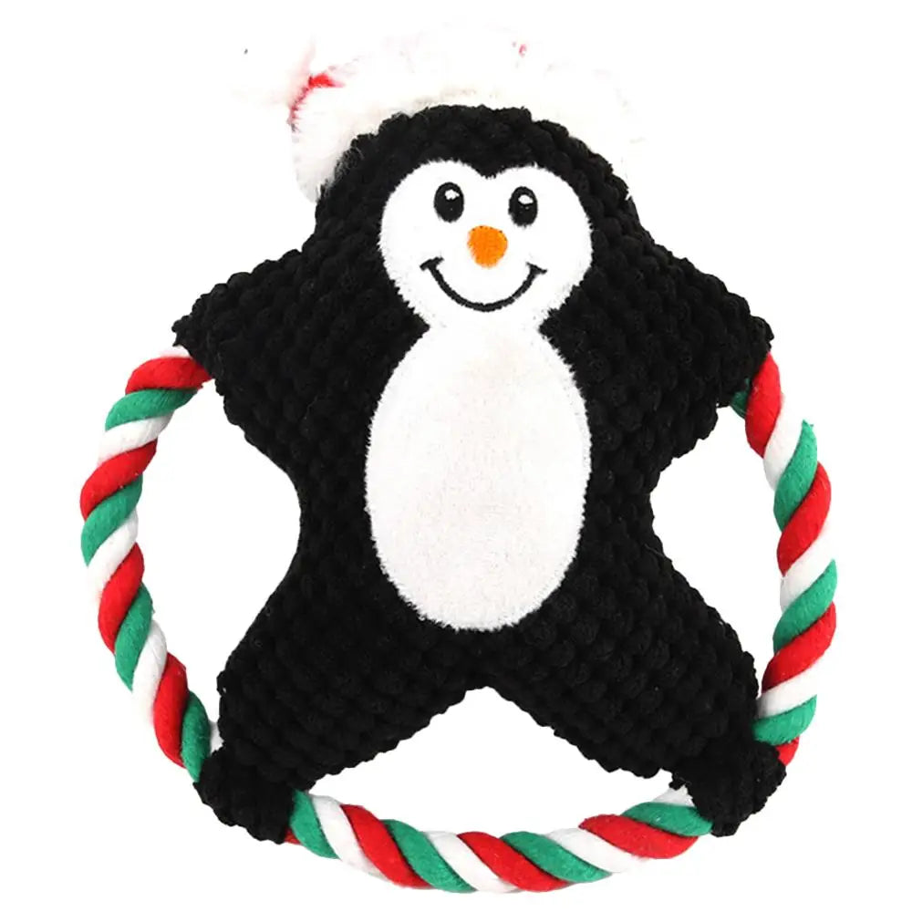 Christmas Santa Claus Pet Dog Toys Chew Squeaker Pet Plush Toys For Dogs Cute Biting Rope Sound Toys.