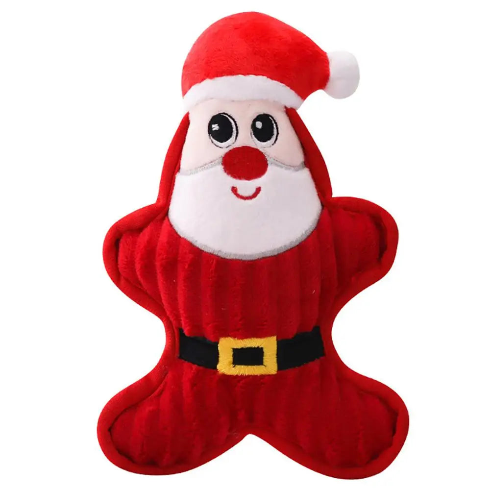 Christmas Santa Claus Pet Dog Toys Chew Squeaker Pet Plush Toys For Dogs Cute Biting Rope Sound Toys.