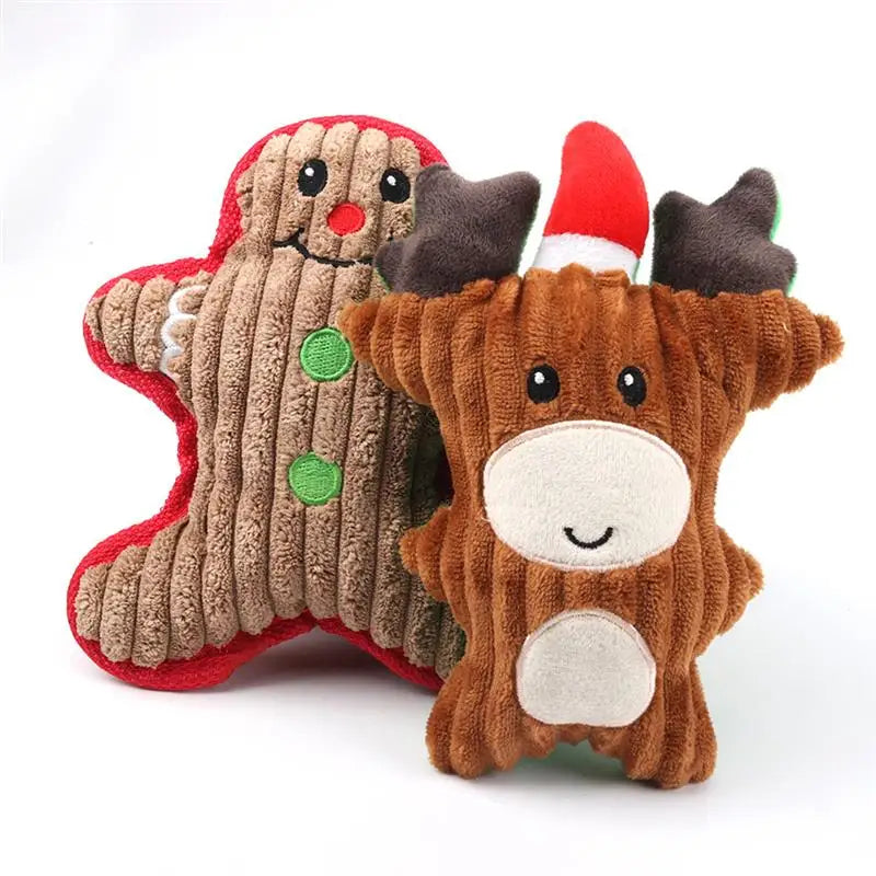 Christmas Santa Claus Pet Dog Toys Chew Squeaker Pet Plush Toys For Dogs Cute Biting Rope Sound Toys.