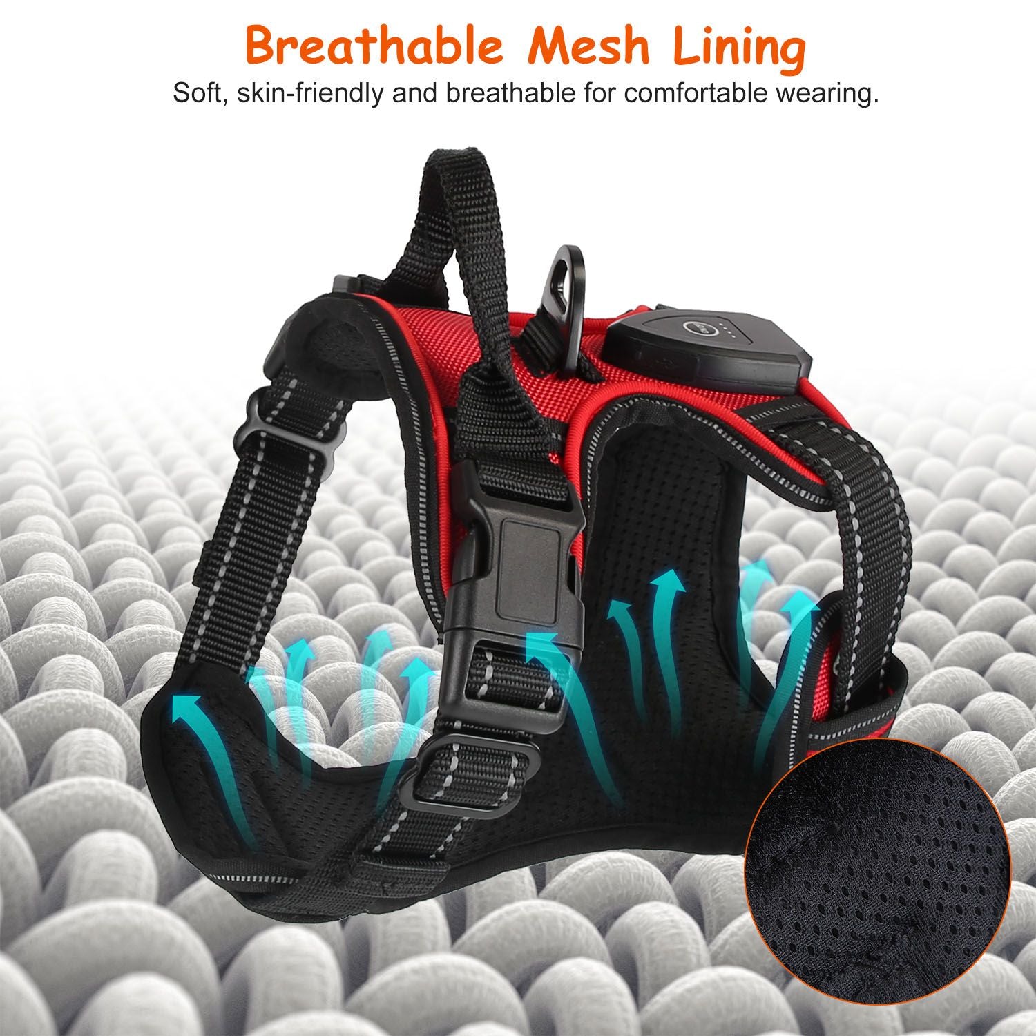 Light Up Dog Harness Rechargeable LED Dog Harness No Pull Lighted Dog Vest with Handle for Small/Medium/Large Dogs.