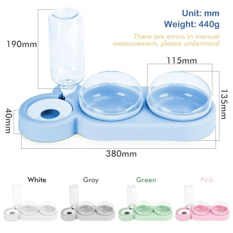 Double Cat & Dog Bowl with Automatic Water Dispenser – Anti-Spill Pet Feeding Station.