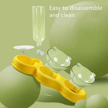 Double Pet Bowl with Water Dispenser – Anti-Spill Cat & Dog Feeder.