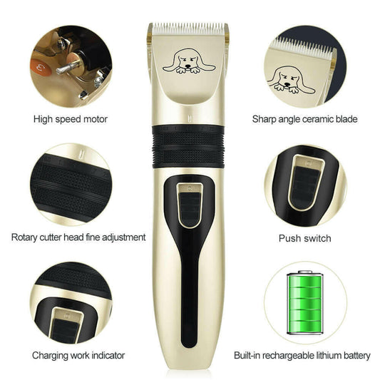 Electric Pet Clipper Combination Set USB Rechargeable Dog Hair Clipper Cat Grooming Shaver Clipper.