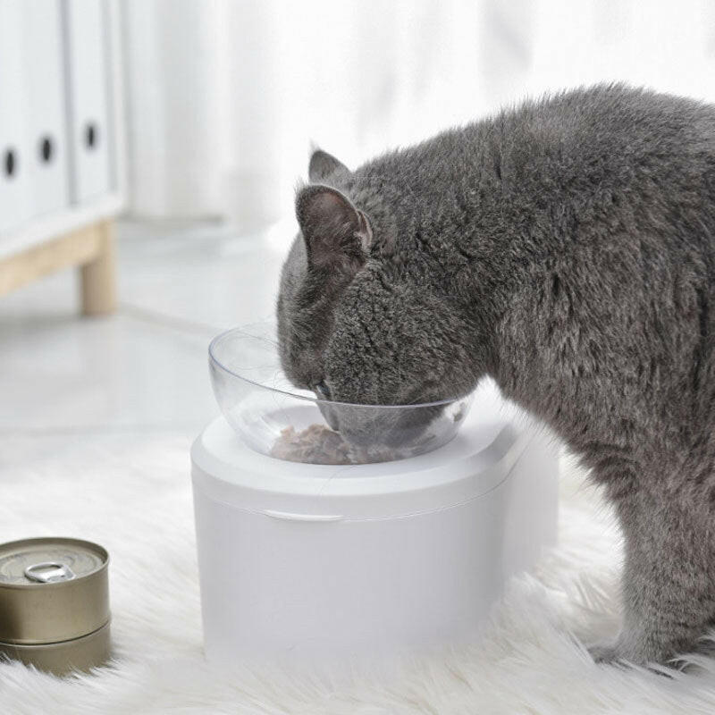 Multifunctional Pet Double Bowl Cat Bowl Dog Bowl Grain Storage Neck Guard Oblique Mouth Double Bowl Pet Food Bowl.