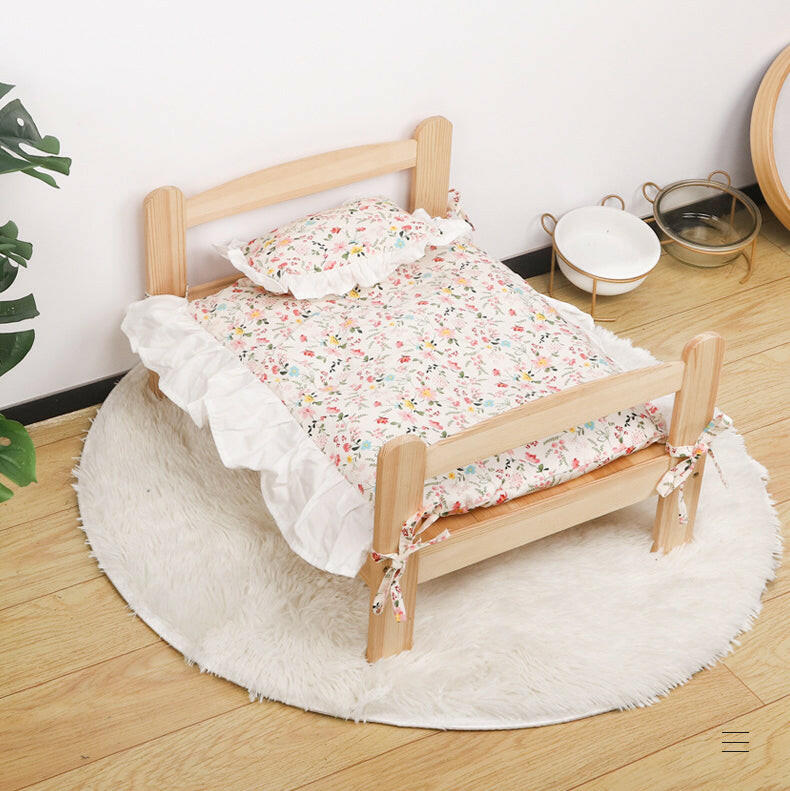 Solid Wood Pet Bed Net, Red Cat Nest, Dog Bed, Summer and Winter, Floor To Floor, Wooden Detachable and Washable Cat Bed.