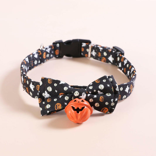 Halloween Pet Collars Dog Collars Festive Collars Leash Pumpkin Bells with Smiley Faces.