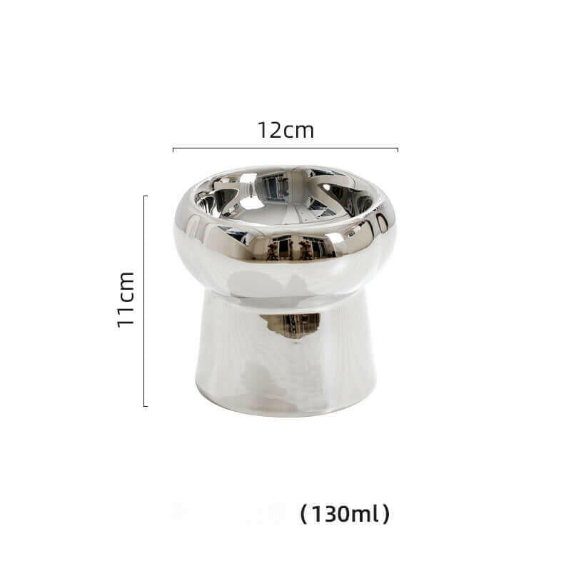 Electroplated Mirror Ceramic Cat Bowl Pet Bowl.