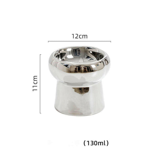 Electroplated Mirror Ceramic Cat Bowl Pet Bowl.
