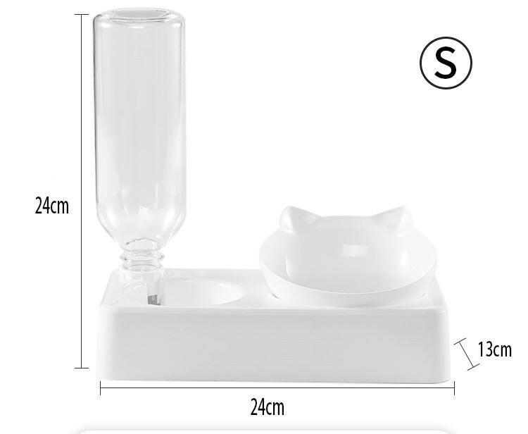 Cat Bowl Double Bowl Dog Bowl To Protect The Cervical Spine Pet Bowl Automatic Waterer Cat Food Bowl Pet Supplies.