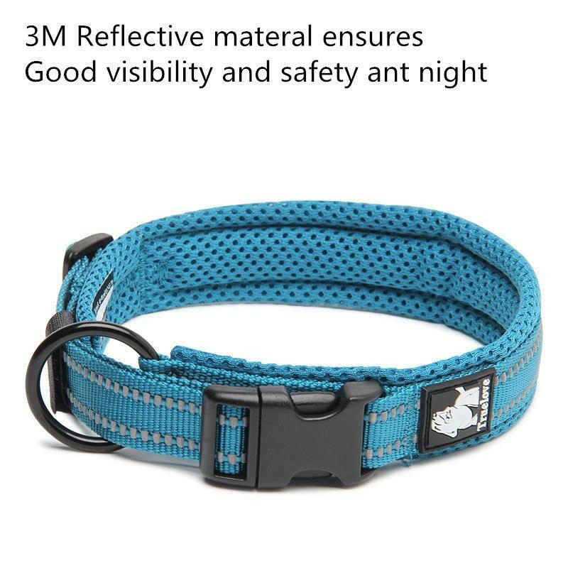Truelove Adjustable Nylon Dog Collars Mesh Padded Reflective Collar Pet.