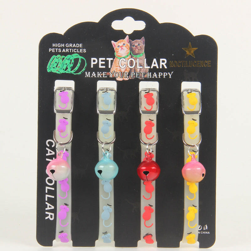 Pet Collars Cat and Dog Luminous Bell Collars Adjustable Rubber Luminous Dog Walking Supplies.