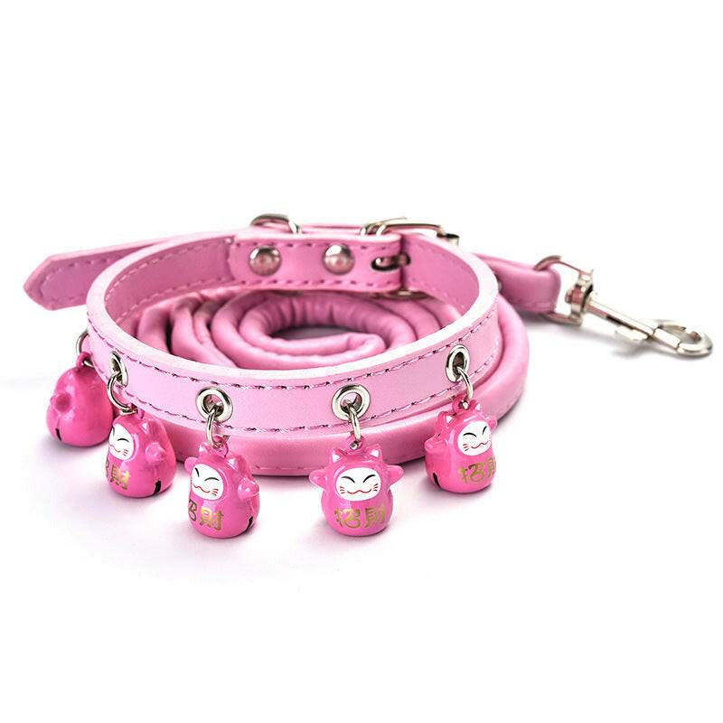 Pet Supplies Cartoon Bells Cat and Dog Collars Cat Collars Teddy Bells Dog Chain Leash Set.