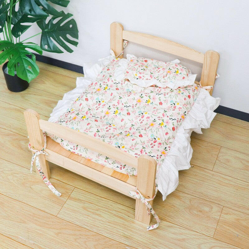 Solid Wood Pet Bed Net, Red Cat Nest, Dog Bed, Summer and Winter, Floor To Floor, Wooden Detachable and Washable Cat Bed.