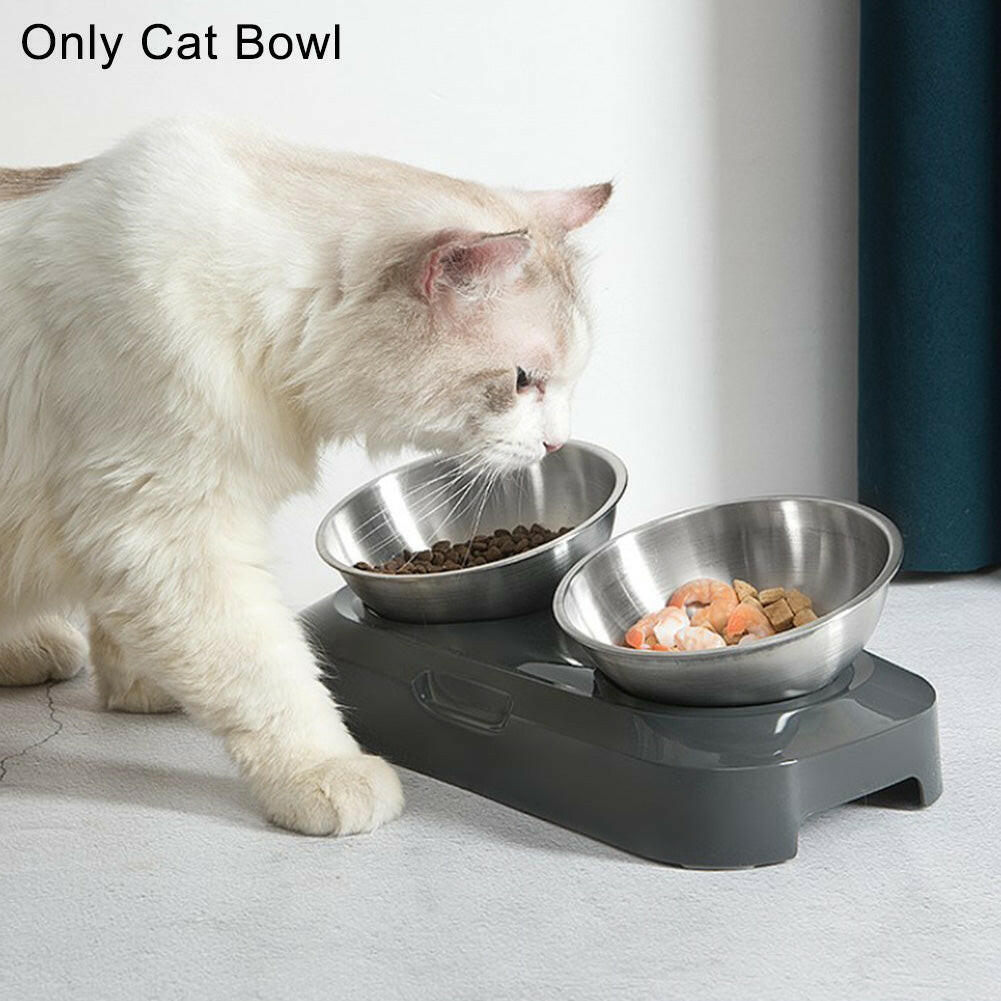 Adjustable Inclined Pet Bowl – Stainless Steel Cat & Dog Feeder.