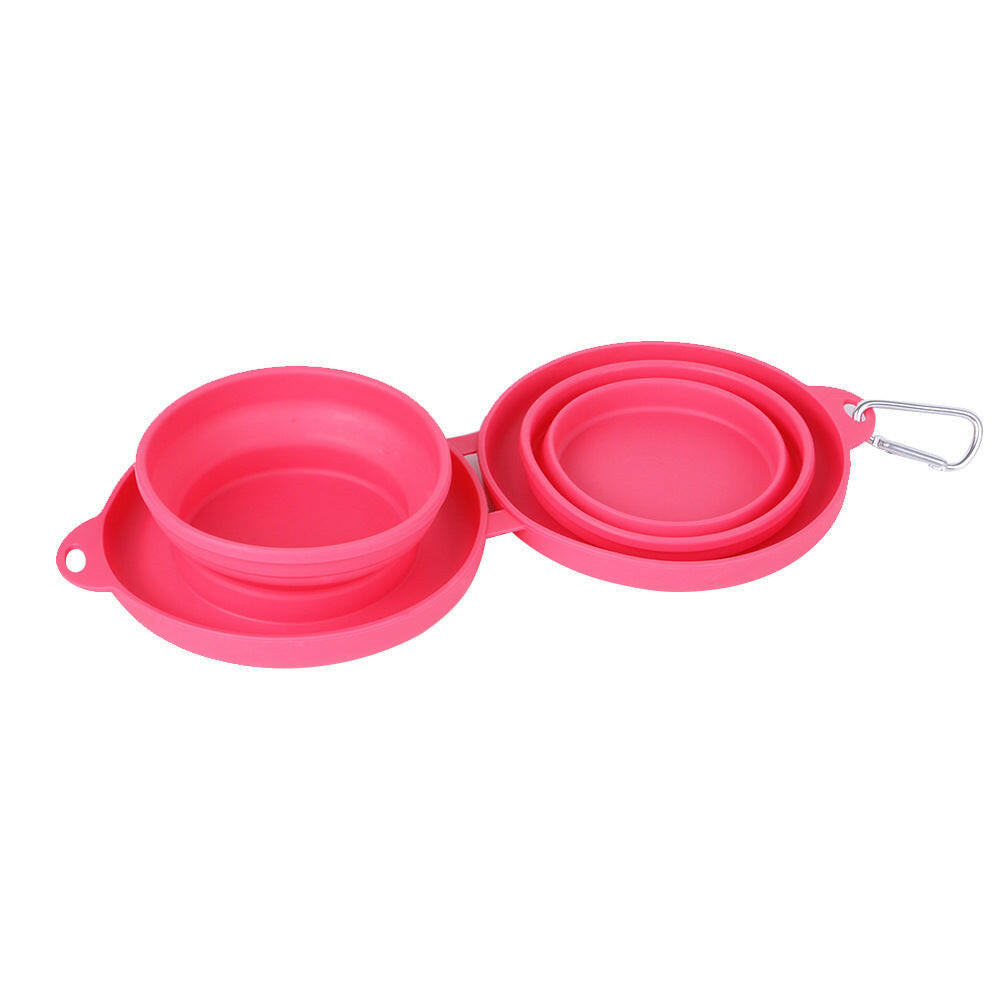 Folding Silicone Pet Bowl Outdoor Pet Double Bowl Tableware Pet Supplies Portable Dog Bowl.