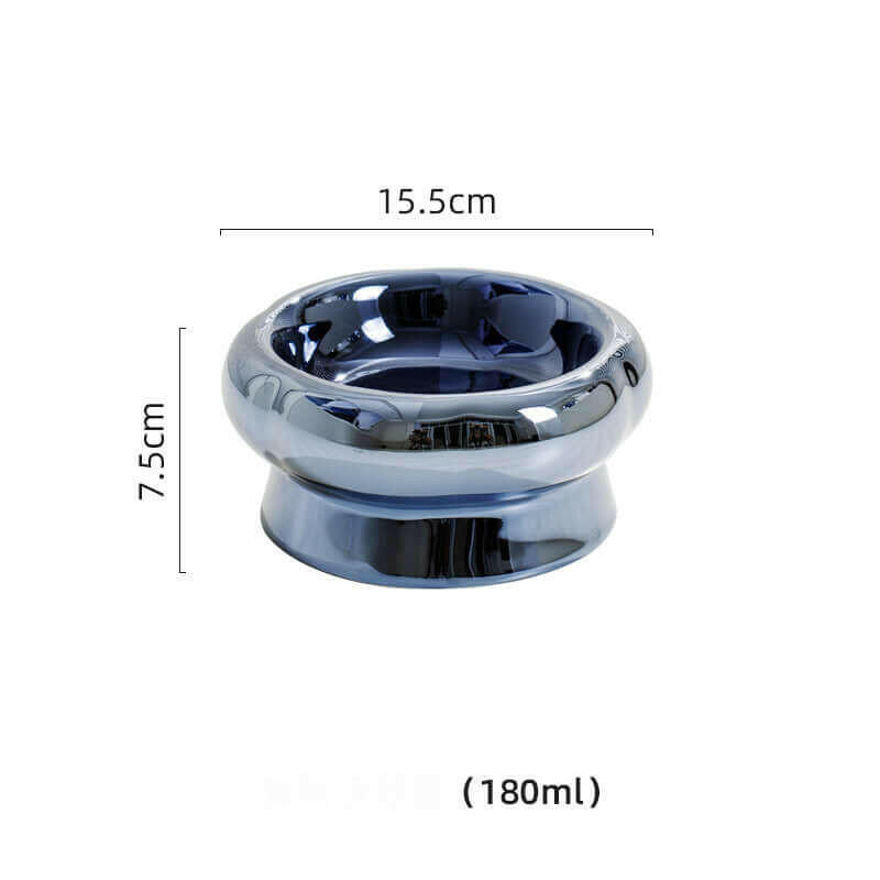Electroplated Mirror Ceramic Cat Bowl Pet Bowl.