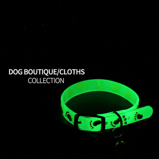 Pet Collars Cat and Dog Luminous Bell Collars Adjustable Rubber Luminous Dog Walking Supplies.