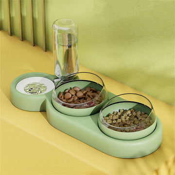 Double Cat & Dog Bowl with Automatic Water Dispenser – Anti-Spill Pet Feeding Station.