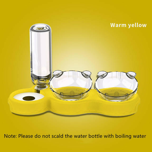 Double Pet Bowl with Water Dispenser – Anti-Spill Cat & Dog Feeder.