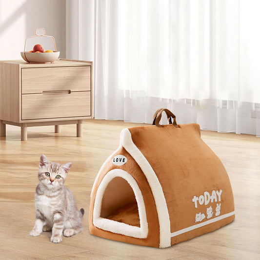 Toast bread pet cat bed open semi closed autumn and winter warm cat bed dog bed cat bed.
