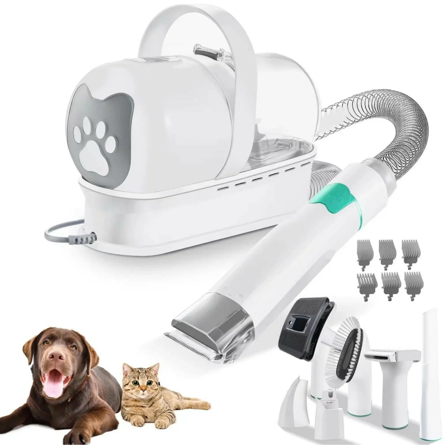 7 - in - 1 Pet Grooming Vacuum Kit – Clippers & Hair Remover for Dogs & Cats - Firstpetcentral