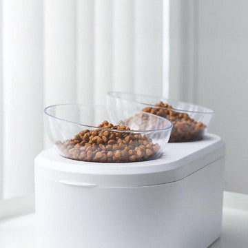 Multifunctional Pet Double Bowl Cat Bowl Dog Bowl Grain Storage Neck Guard Oblique Mouth Double Bowl Pet Food Bowl.