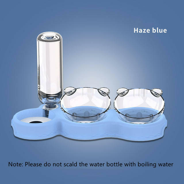 Double Pet Bowl with Water Dispenser – Anti-Spill Cat & Dog Feeder.