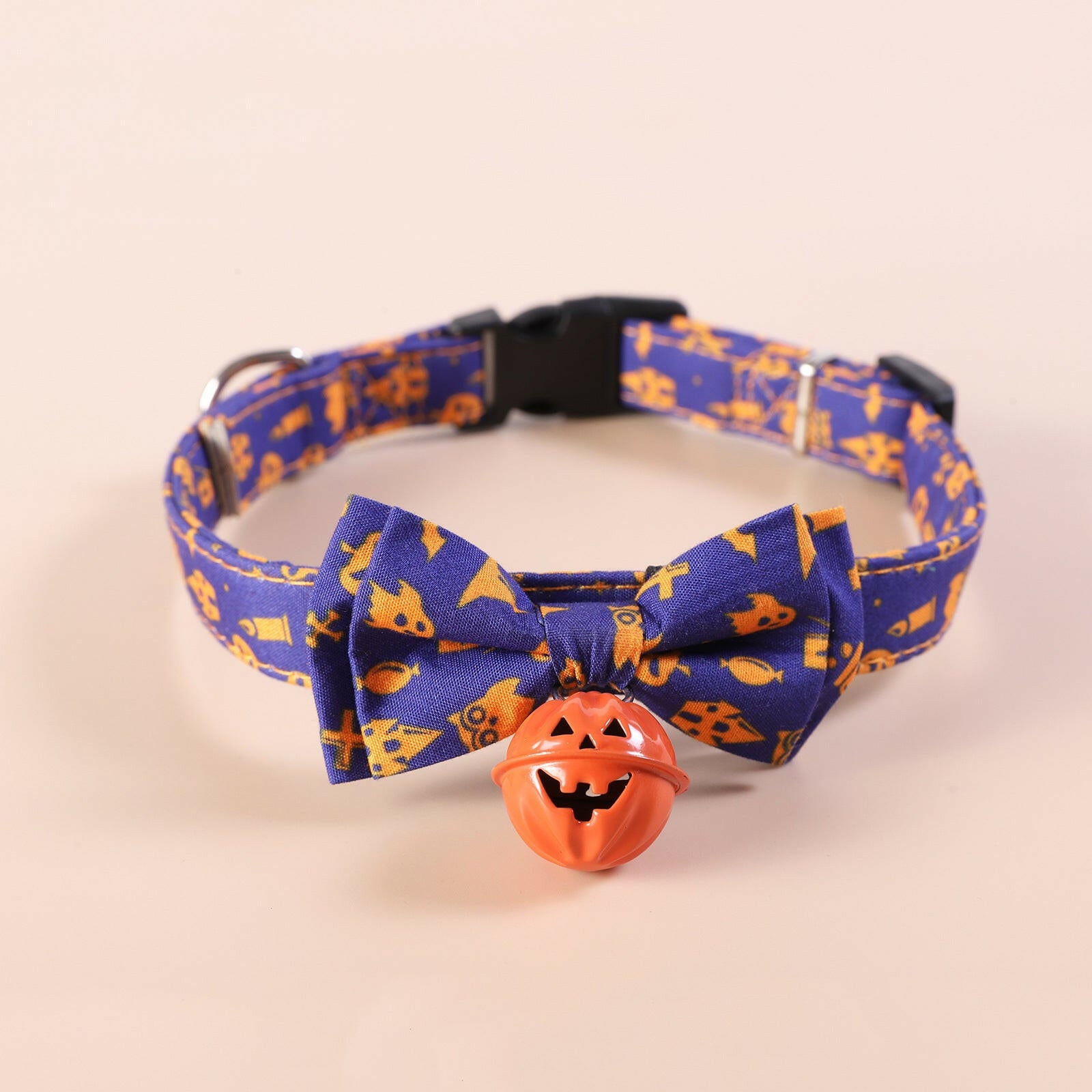 Halloween Pet Collars Dog Collars Festive Collars Leash Pumpkin Bells with Smiley Faces.