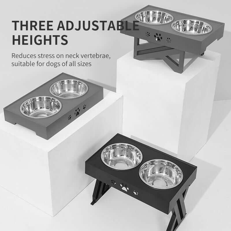 Adjustable Stainless Steel Pet Feeder Bowl – Folding Elevated Dog & Cat Bowl.