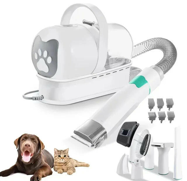7 in 1 Pet Grooming Vacuum Kit Dog Grooming Clippers Pet Hair Remover with Power Large Suction & Low Noise Pet Hair Kits.