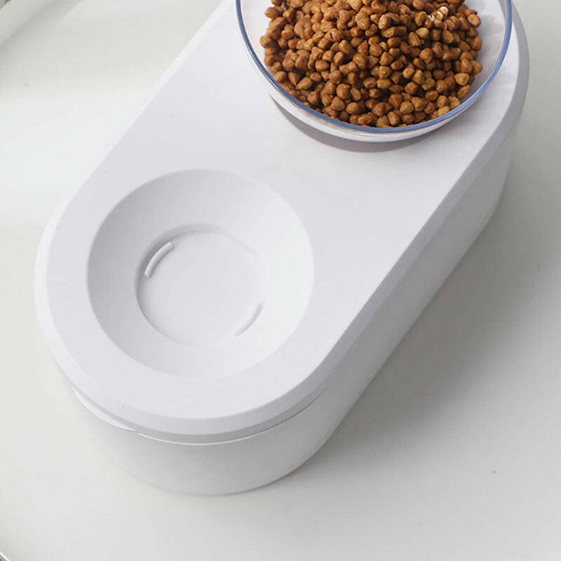 Multifunctional Pet Double Bowl Cat Bowl Dog Bowl Grain Storage Neck Guard Oblique Mouth Double Bowl Pet Food Bowl.