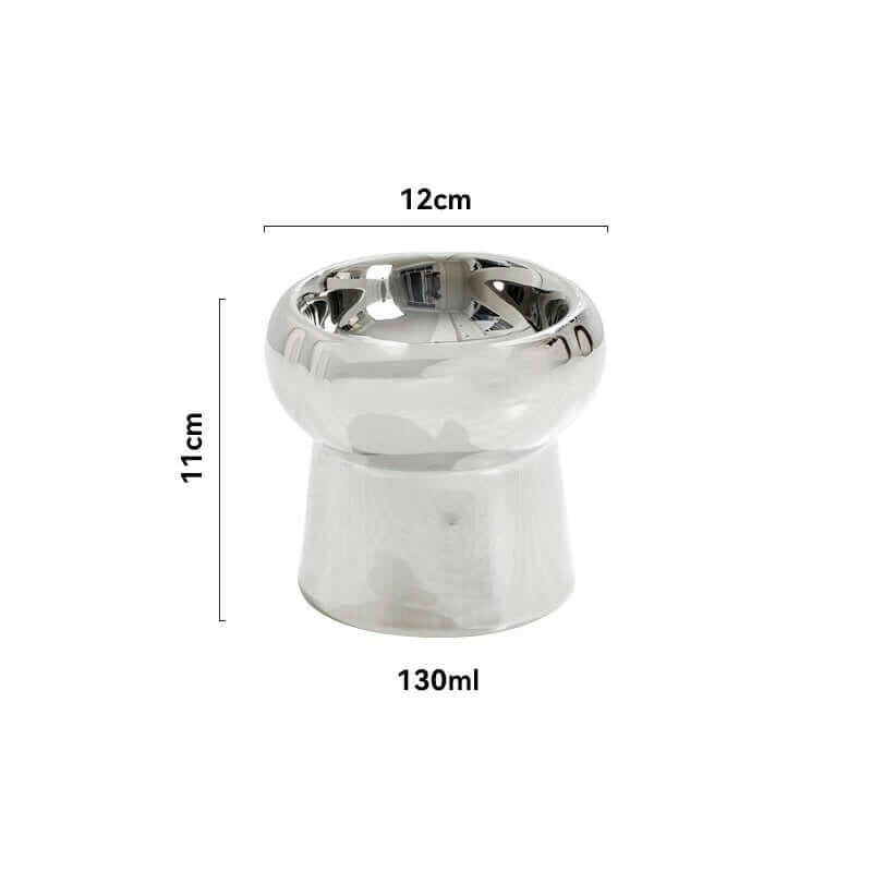 Electroplated Mirror Ceramic Cat Bowl Pet Bowl.
