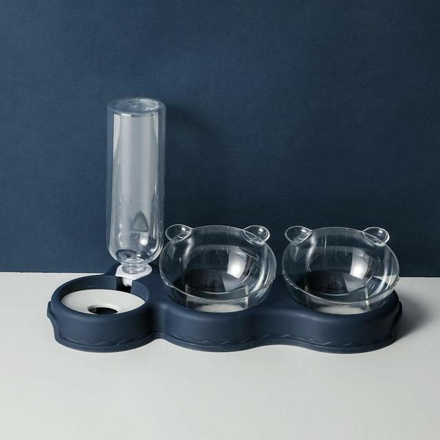 Double Pet Bowl with Water Dispenser – Anti-Spill Cat & Dog Feeder.