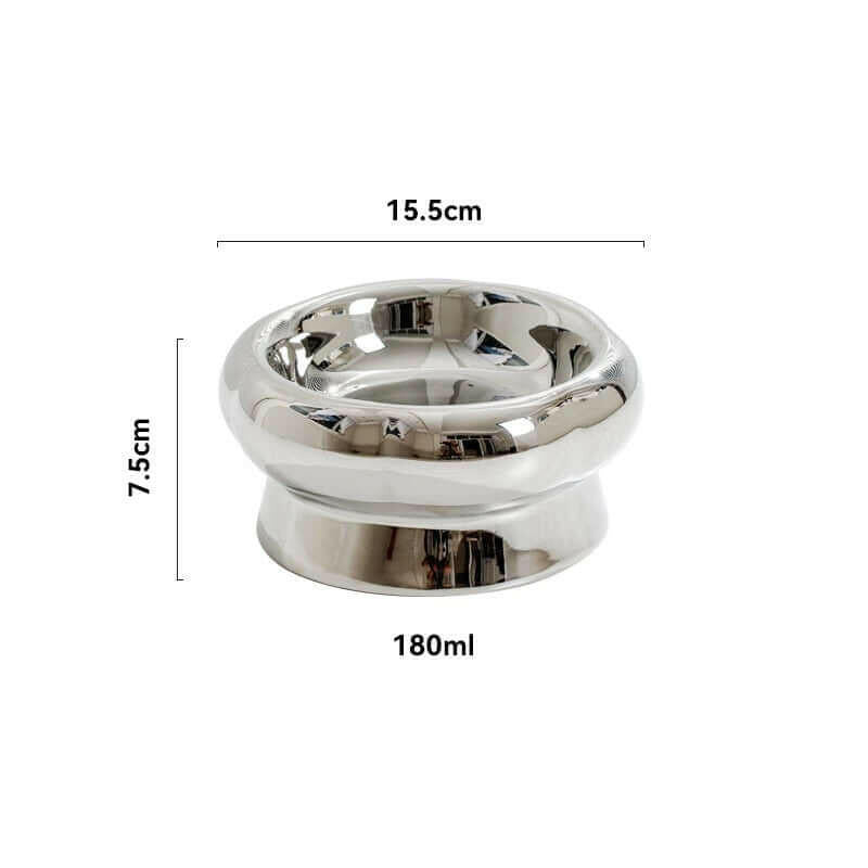 Electroplated Mirror Ceramic Cat Bowl Pet Bowl.