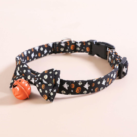 Halloween Pet Collars Dog Collars Festive Collars Leash Pumpkin Bells with Smiley Faces.