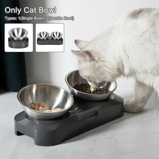 Adjustable Inclined Pet Bowl – Stainless Steel Cat & Dog Feeder.