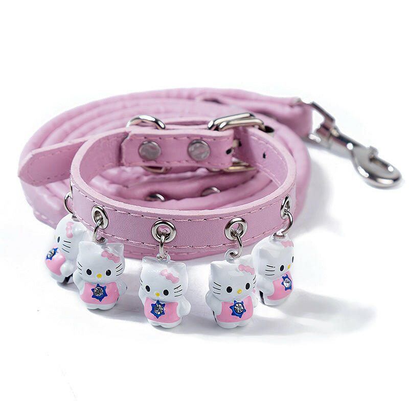 Pet Supplies Cartoon Bells Cat and Dog Collars Cat Collars Teddy Bells Dog Chain Leash Set.