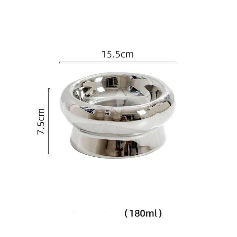 Electroplated Mirror Ceramic Cat Bowl Pet Bowl.