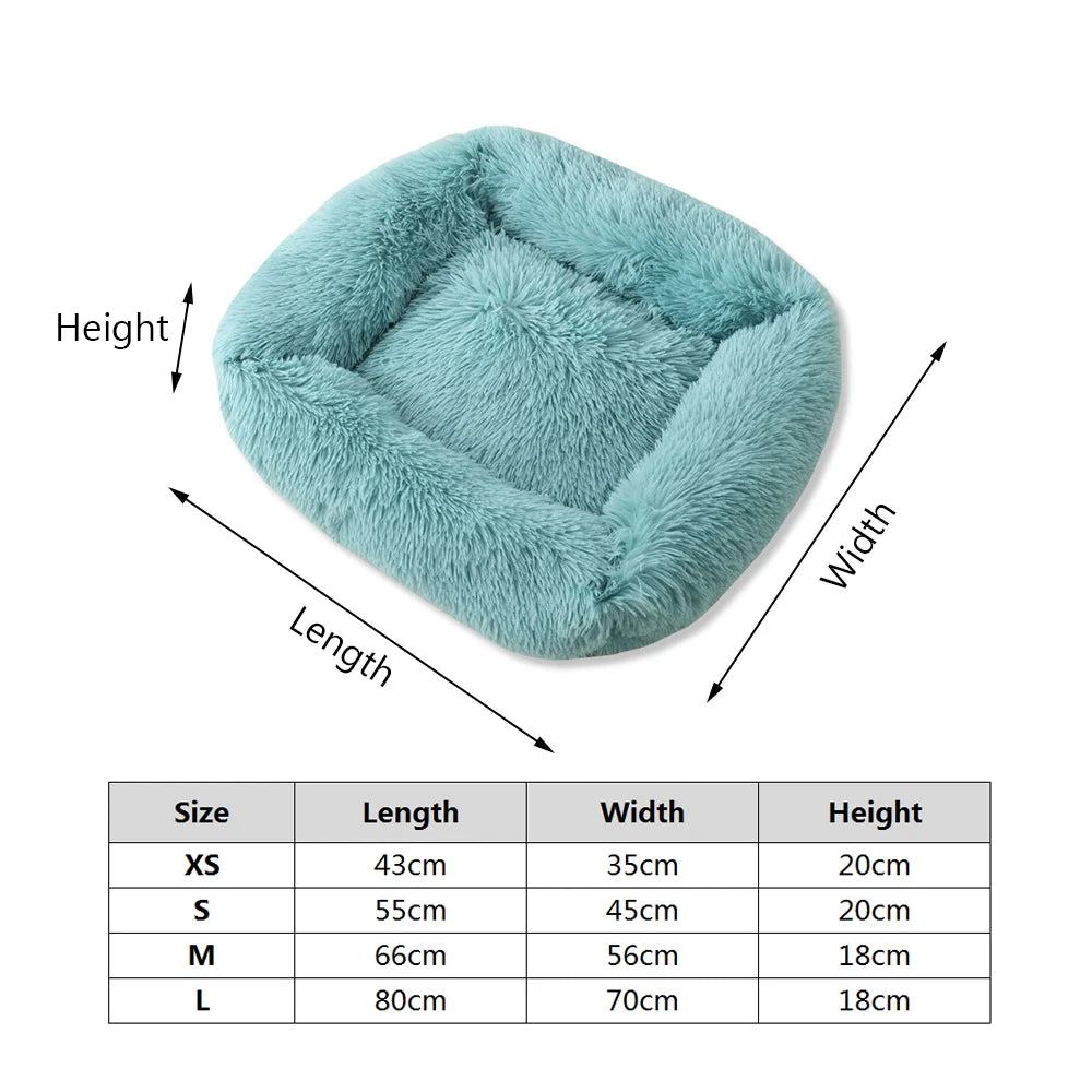 Square Dog Bed Long Plush Solid Color Pet Beds For Little Medium Large Pets Super Soft Winter Warm Sleeping Mats For Dogs Cats.