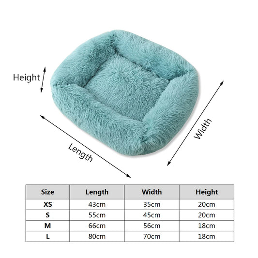 Square Dog Bed Long Plush Solid Color Pet Beds For Little Medium Large Pets Super Soft Winter Warm Sleeping Mats For Dogs Cats.
