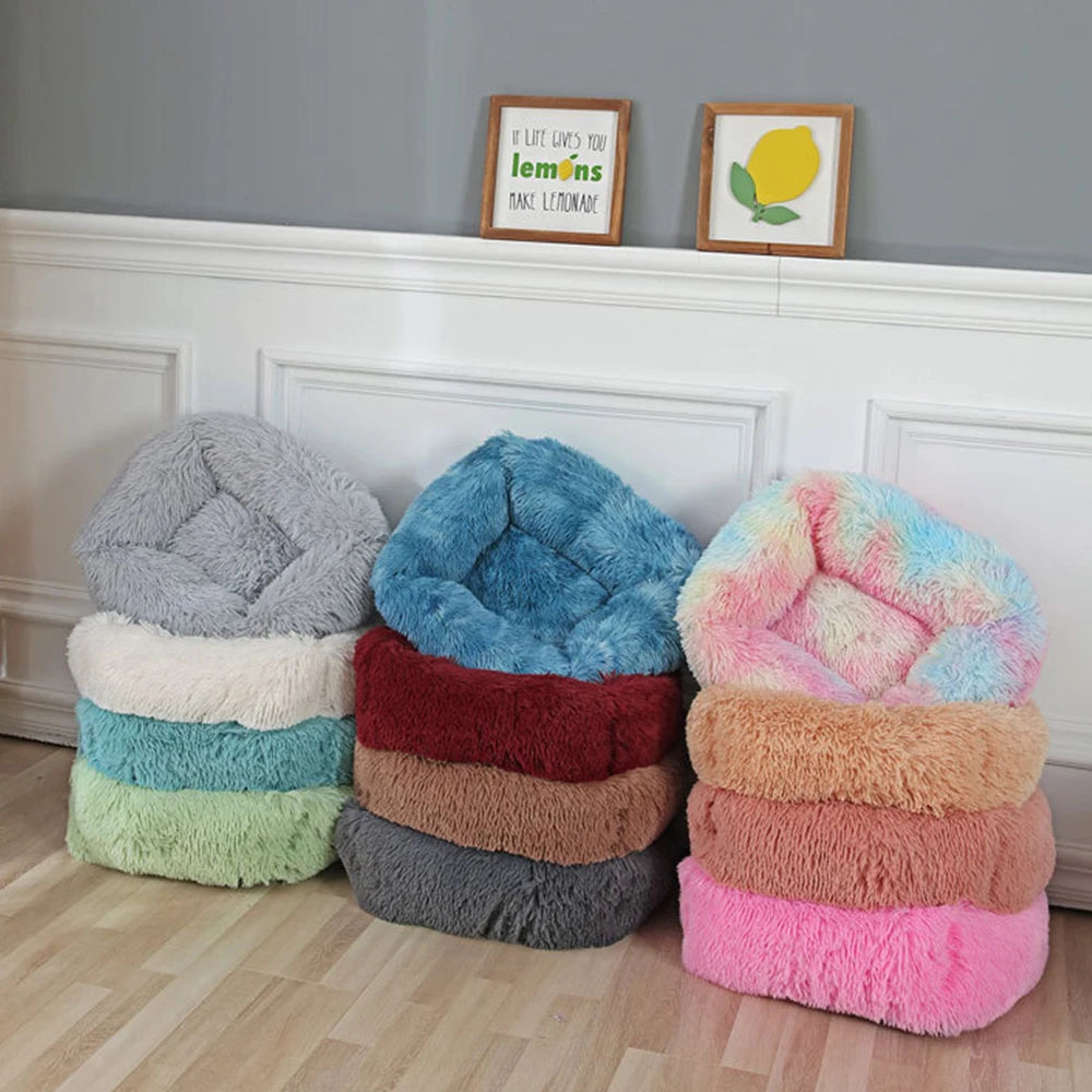 Square Dog Bed Long Plush Solid Color Pet Beds For Little Medium Large Pets Super Soft Winter Warm Sleeping Mats For Dogs Cats.