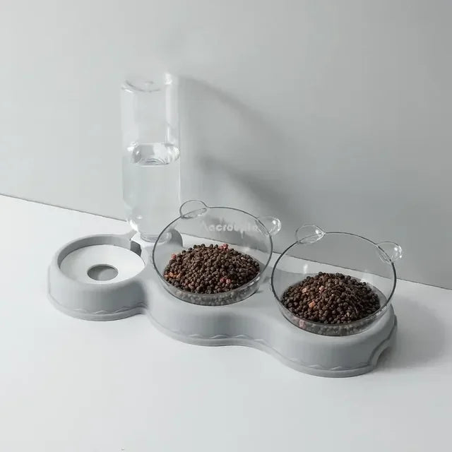 3-in-1 Automatic Pet Feeder & Water Fountain – Elevated Cat & Dog Food Bowl Set.