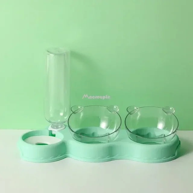 3-in-1 Automatic Pet Feeder & Water Fountain – Elevated Cat & Dog Food Bowl Set.
