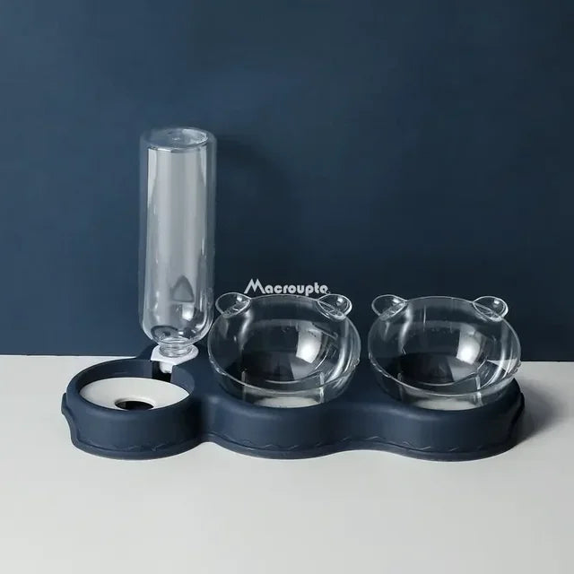 3-in-1 Automatic Pet Feeder & Water Fountain – Elevated Cat & Dog Food Bowl Set.