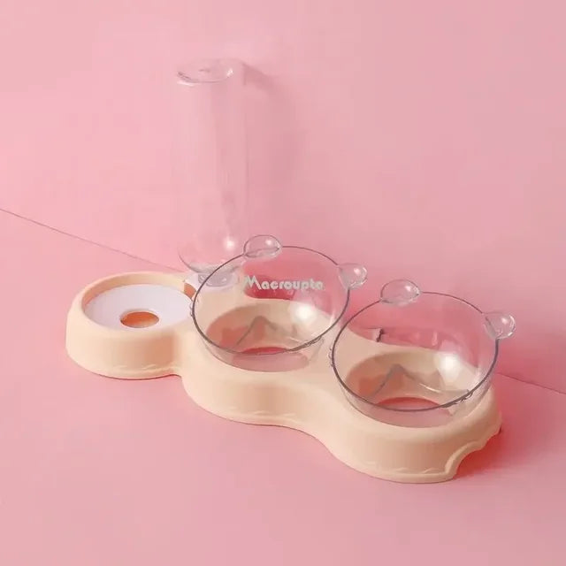 3-in-1 Automatic Pet Feeder & Water Fountain – Elevated Cat & Dog Food Bowl Set.