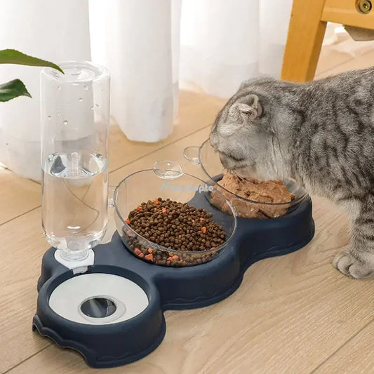 3-in-1 Automatic Pet Feeder & Water Fountain – Elevated Cat & Dog Food Bowl Set.