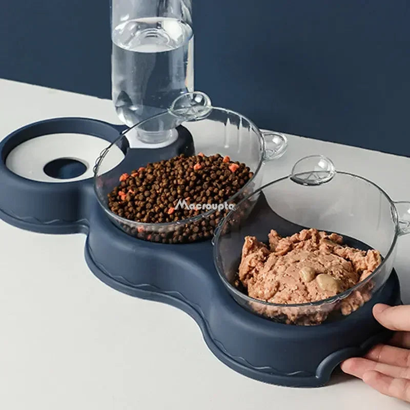 3-in-1 Automatic Pet Feeder & Water Fountain – Elevated Cat & Dog Food Bowl Set.