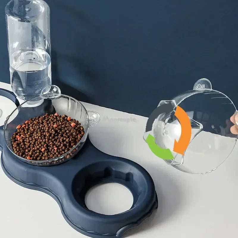 3-in-1 Automatic Pet Feeder & Water Fountain – Elevated Cat & Dog Food Bowl Set.