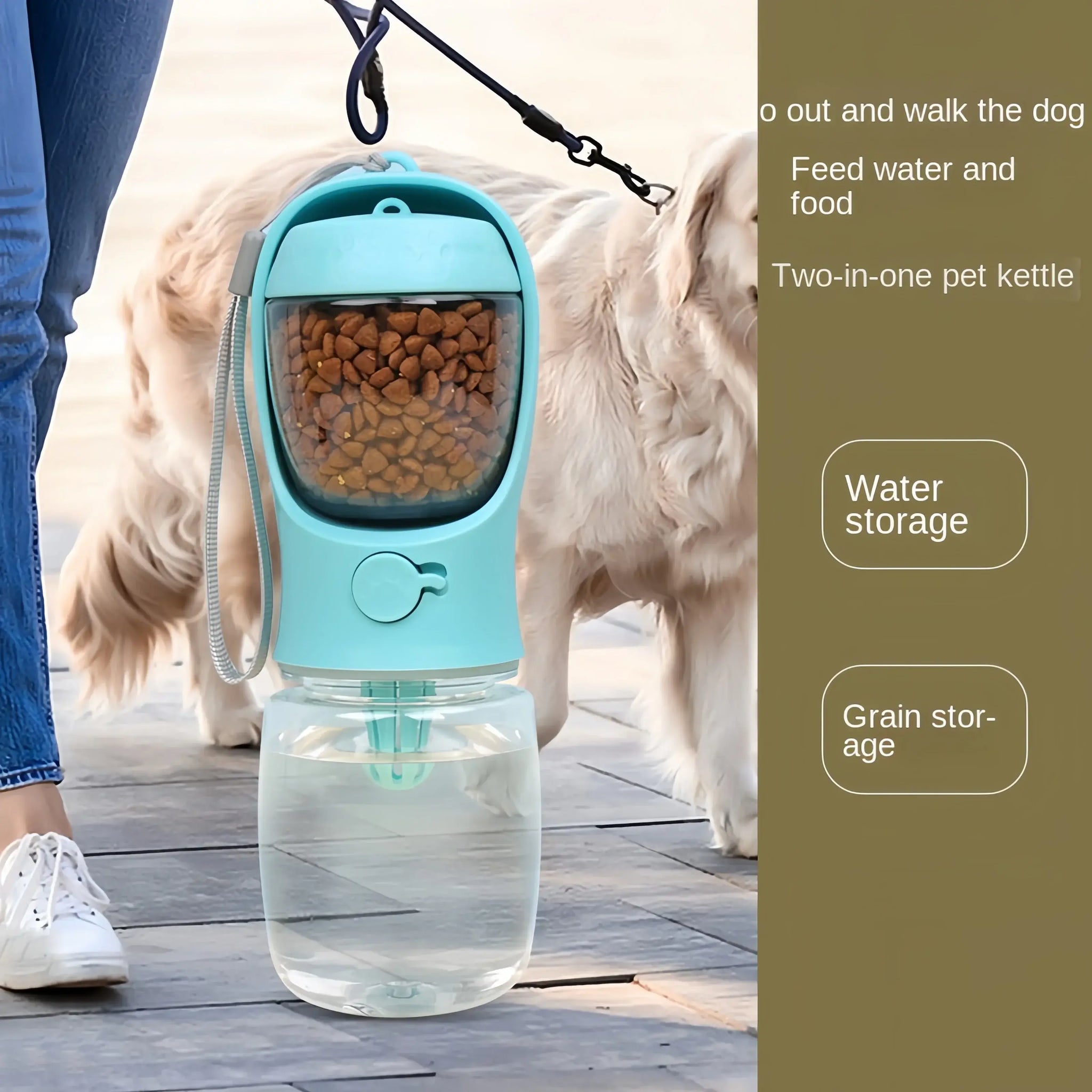 Portable Pet Water Bottle & Food Container – Travel Feeder for Dogs & Cats.